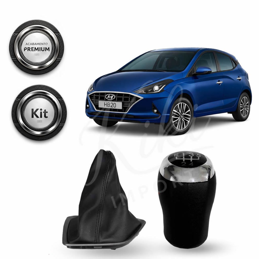 Kit Manopla e Coifa De Câmbio Hyundai HB20 2012 A 2019 1.6 Couro Ecológico Premium