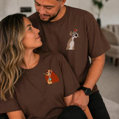 Kit Camisetas De Casal Dama e o Vagabundo Filme Classico Romantico Fofo Qualidade e Envio Rapido