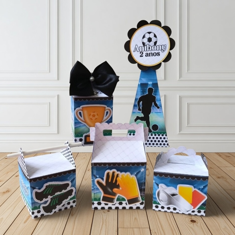 Kit Festa Futebol com Aplique 3D Personalizado – Decoração Premium - coladas com laço- Envio rapido