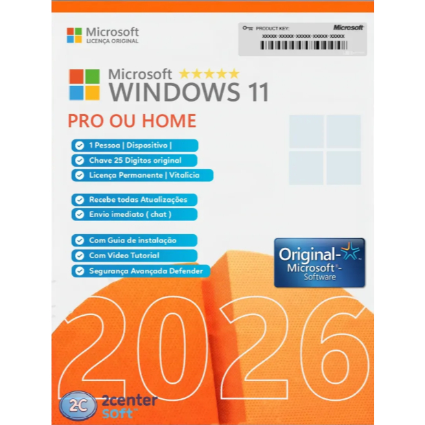 Chave de Ativação Original Windows 11 Pro Retail - Sistema Operacional Seguro Licença Digital com NF