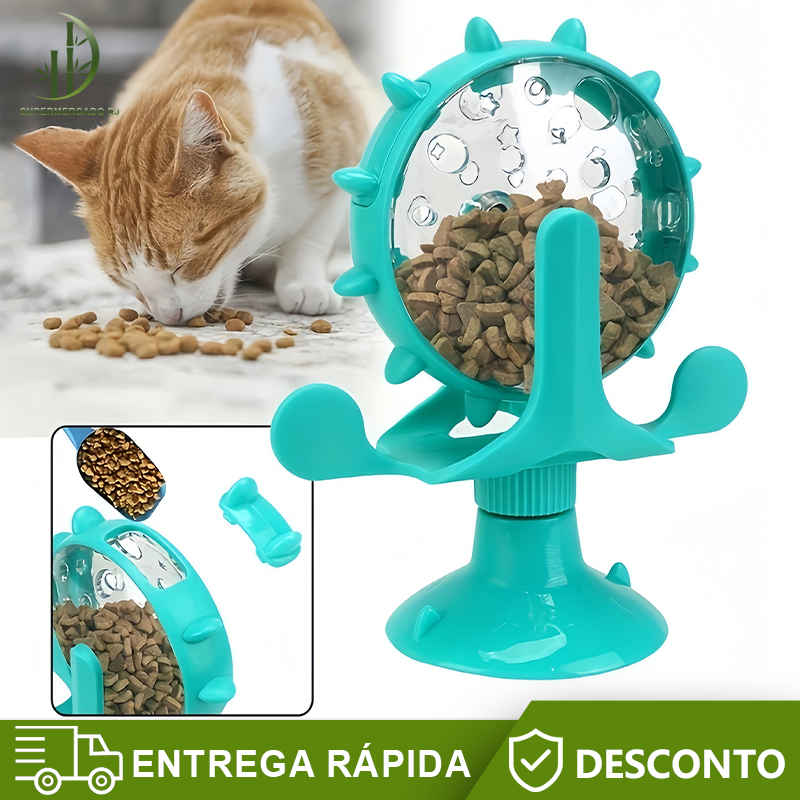 Alimentador Brinquedo Lento para Gatos Dispensador de Guloseimas Interativo