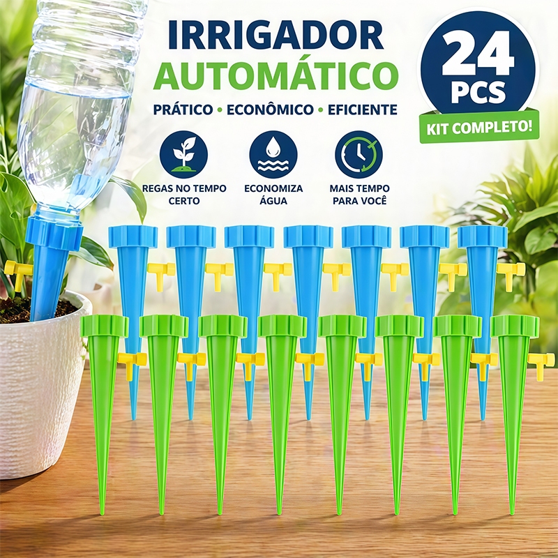 Kit 24/12 Gotejador Irrigador Acoplável Em Garrafa Pet Jardim Dosador Vaso Planta Em Garrafa