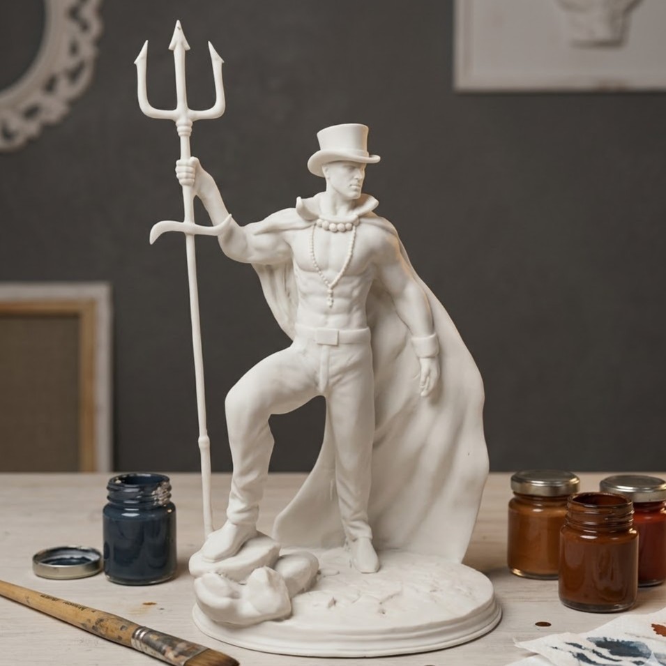 Imagem Exu Tranca Ruas das Almas 29cm em Resina para Pintura – Escultura para artesanato e decoração umbanda