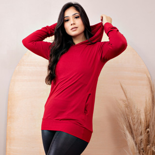 Blusa De Frio Manga Longa Feminina Com Bolso Camisa Com Capuz Premium