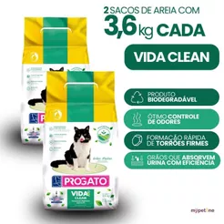 2 Areia Higienica Para Gatos Progato Vida Clean 3,6kg