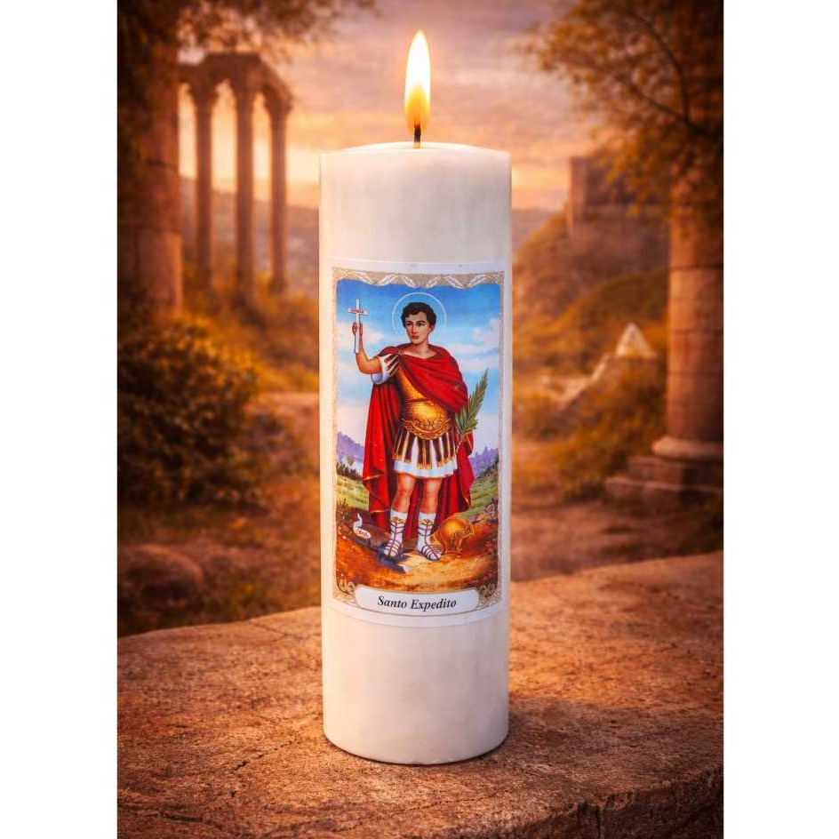 Vela Votiva 7 Dias Santo Expedito 100% Parafina Pura 260g  - 6 Peça