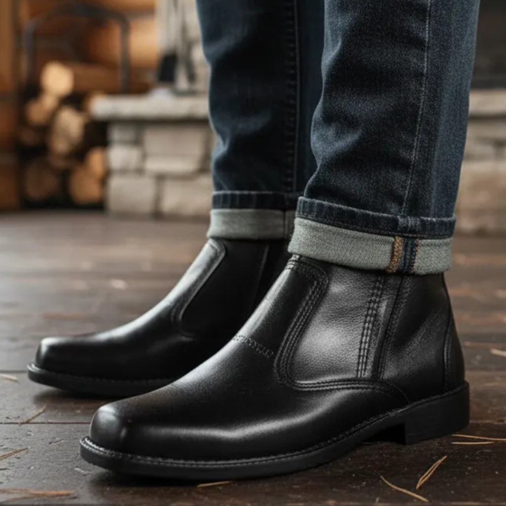 Botina Masculina com Ziper Estilo Sapato Social Bota Country Cor Preta Fecho dois Lados Botinha 2235