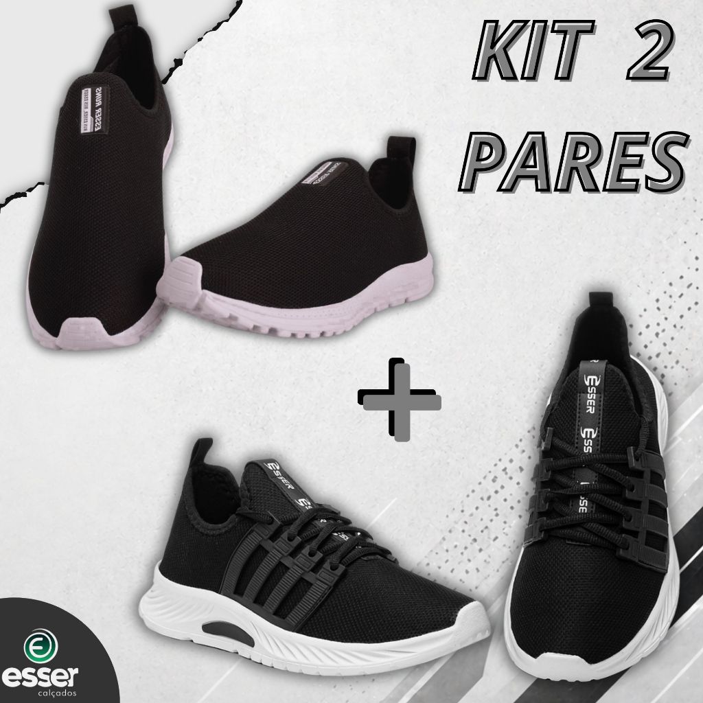 Kit 2 Tênis Feminino Esportivo e Casual Lançamento Caminha Academia Corrida Trabalho Dia a dia