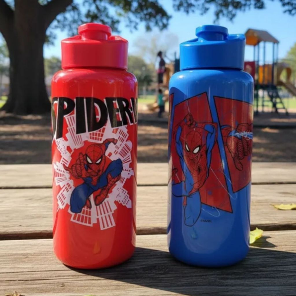 Garrafa Homem Aranha 1 Litro Spiderman Squeeze  Garrafinha Plástica Infantil Volta as Aulas