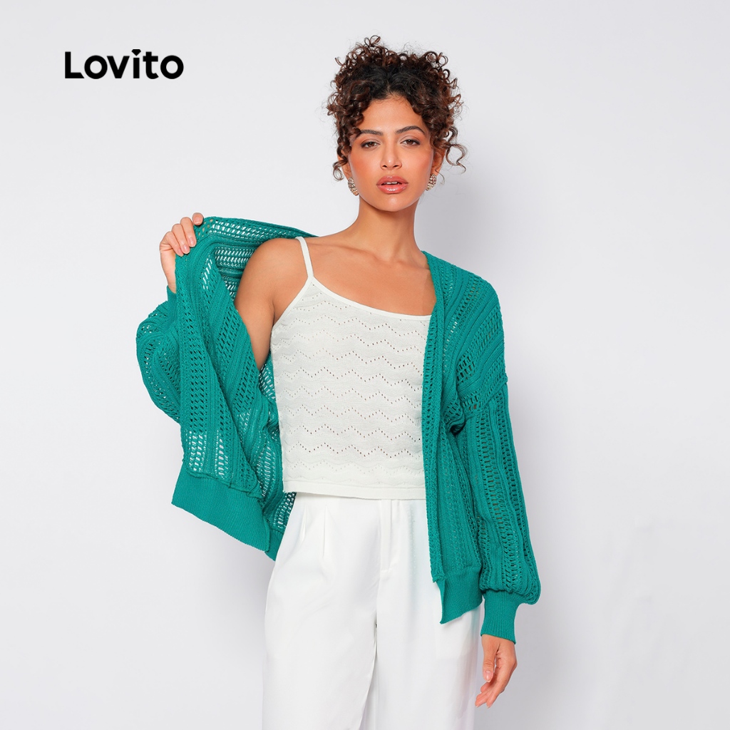 Lovito Cardigan Feminino Tricot Pontos Abertos CDB539BRL569