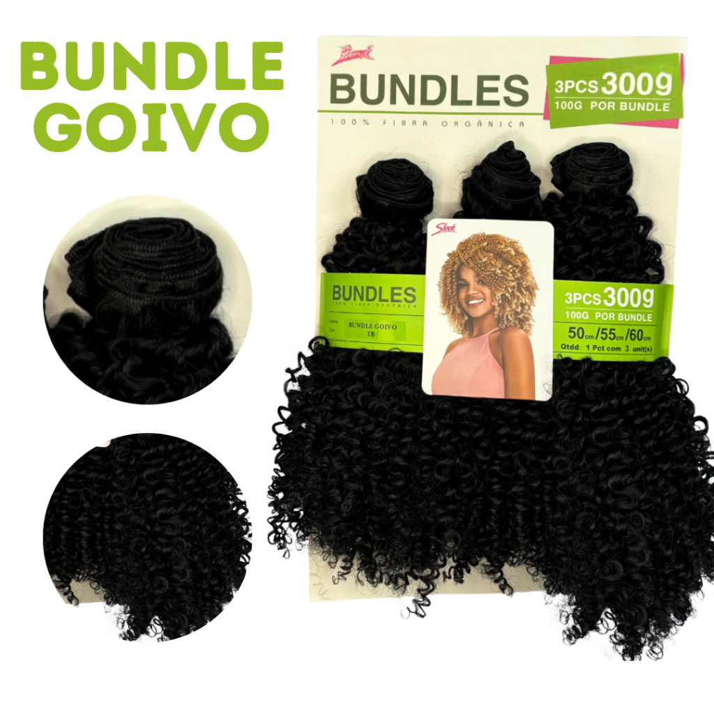 Cabelo Orgânico Cacheado Bundles Sleek Goivo na Tela Pacotão 300g