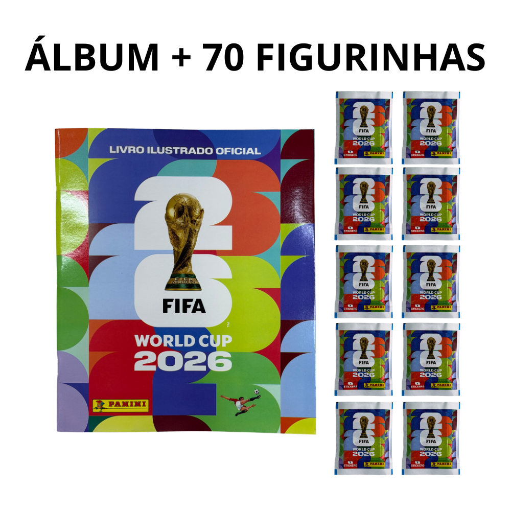 ÁLBUM + 70 FIGURINHAS COPA DO MUNDO 2026 ORIGINAL PANINI FIFA