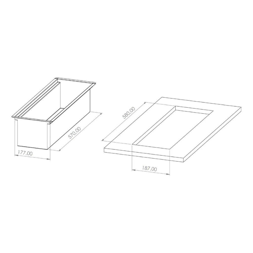 Detalhes do Calha Escorredor Úmido Inox Linear 60cm Embutir Cozinha Pia