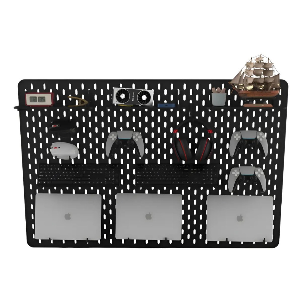 Pegboard G Premium Mdf Setup Gamer Home Office Preto com Película de Proteção