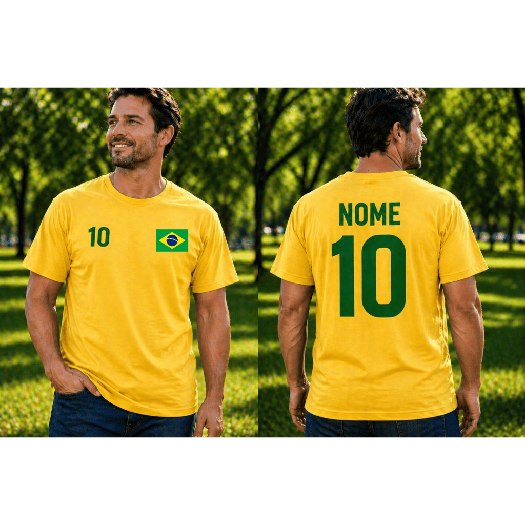 Camiseta do Brasil masculina adulto,camisa 100%algodão copa do mundo torcida tendência