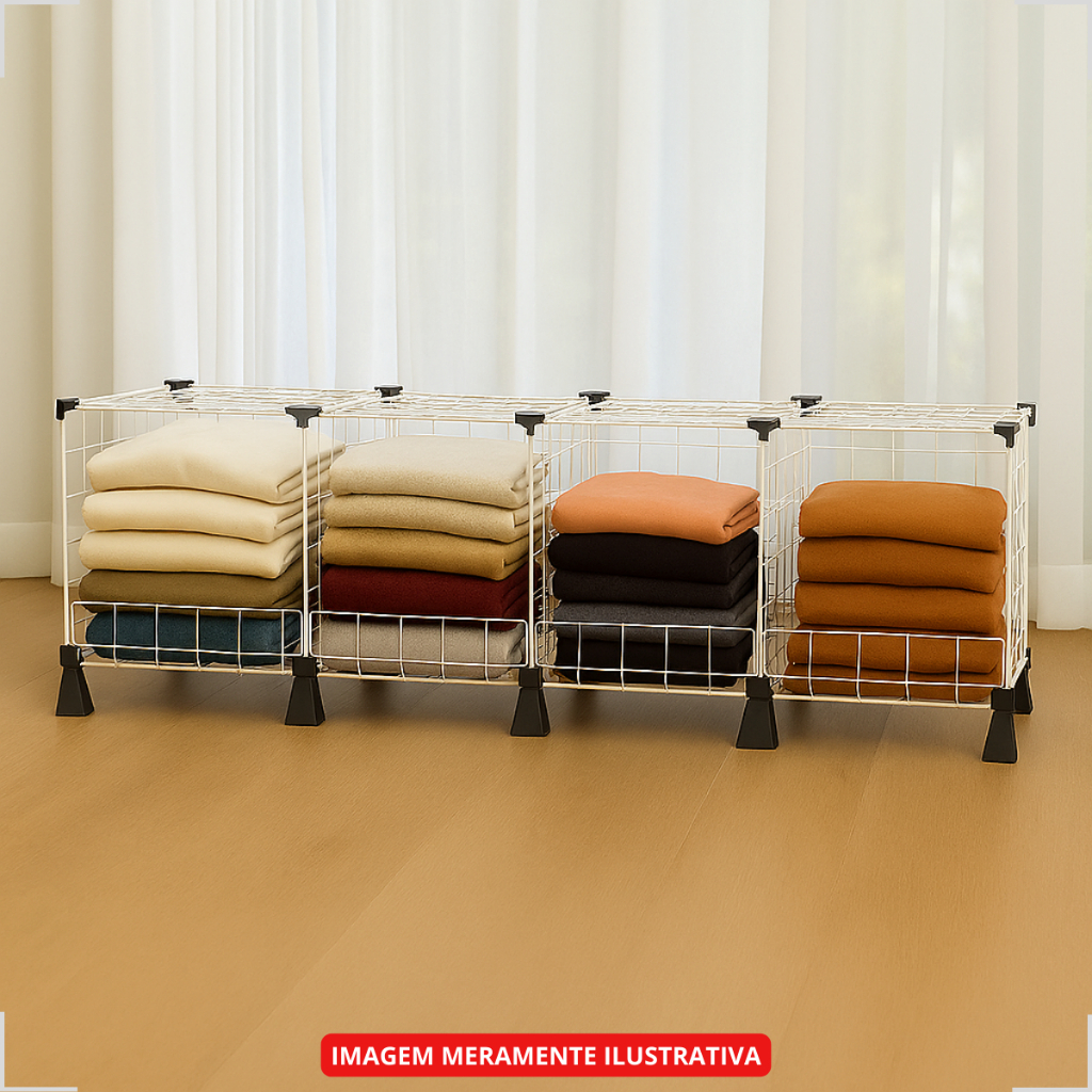 Estante Aramada 4 Nichos Aparador 30x30 Prateleira de Loja, Closet ou Escritório Achadinhos