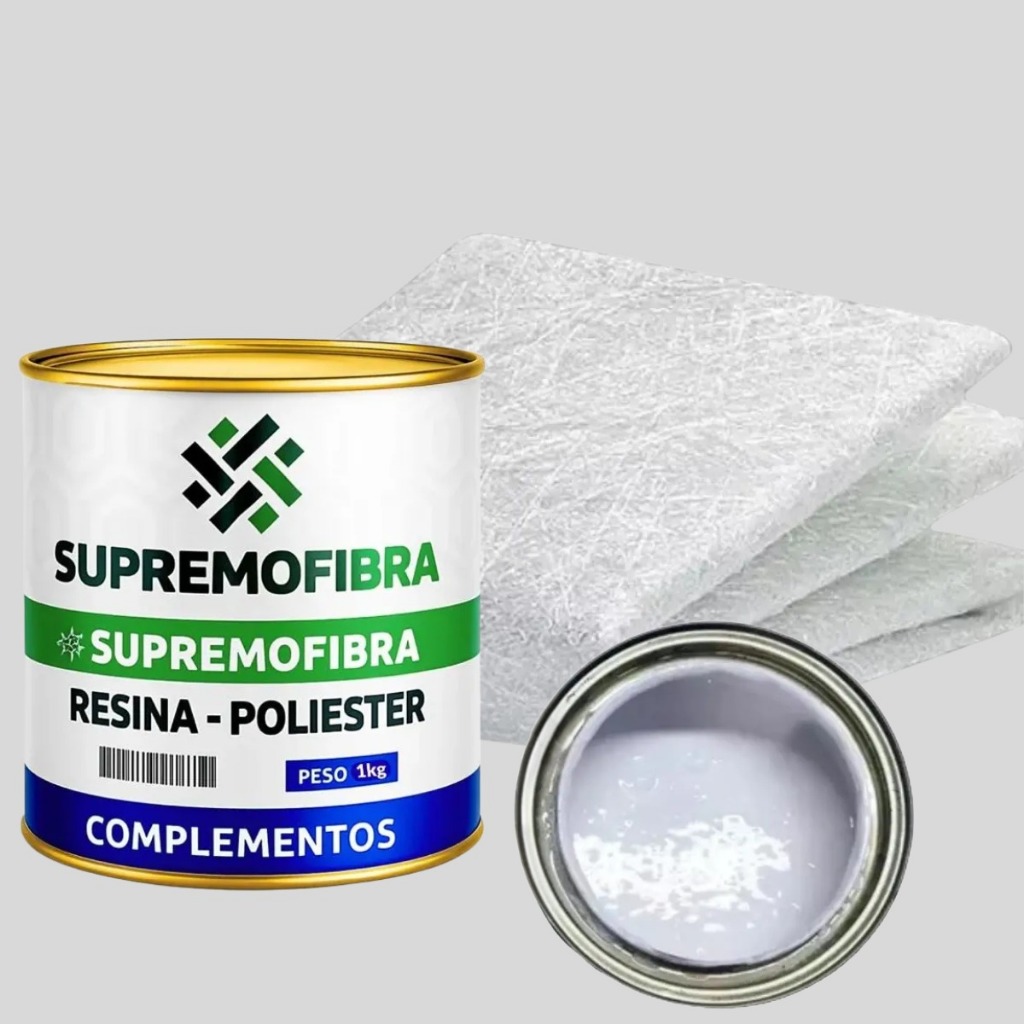 Kit: Manta Fibra De Vidro 1.40x50 + 1kg Resina + 1kg Gel Branco + Catalisador