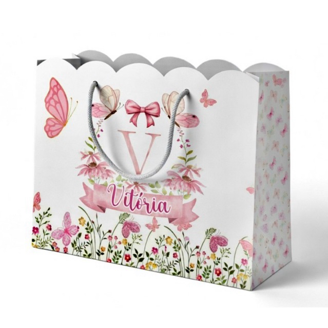 Sacolinha Jardim das borboletas Personalizada P/ Festa Lembrancinha Jardim Encantado