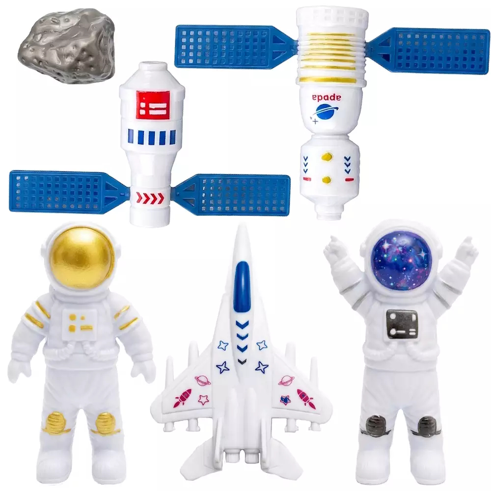 Kit Brinquedo Astronauta Espacial 6 Peças Nave Foguete Infantil Space Exploration