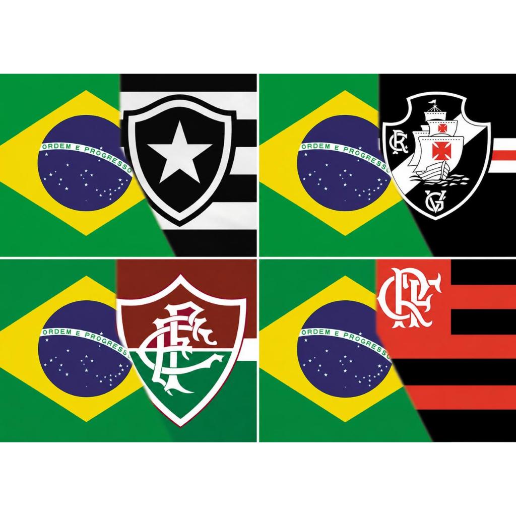 Painel de Festa Futebol Brasil + Time Carioca Grande 1,00x1,40m Copa do Brasil Fundo Decorativo