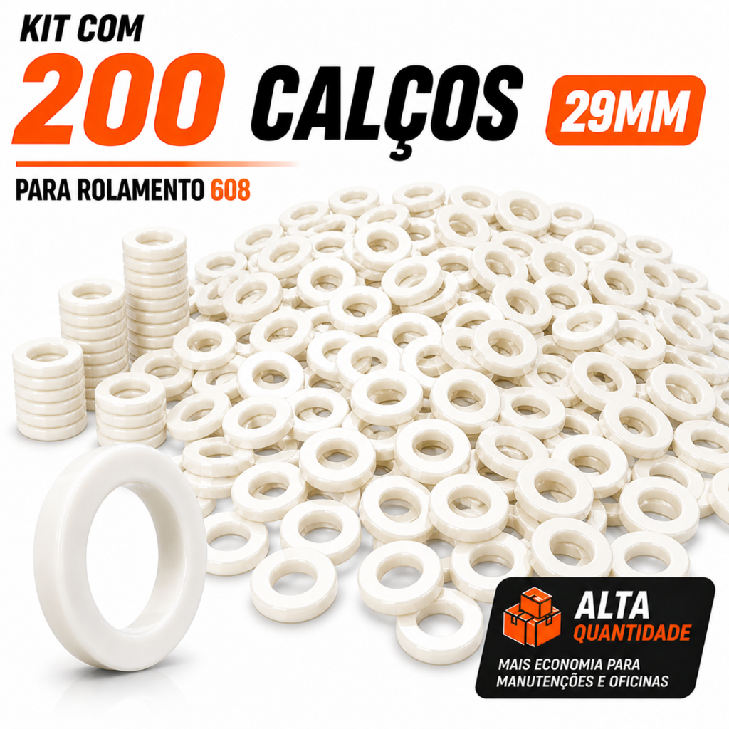 KIT 200 CALÇOS 29MM PARA ROLAMENTO 608 DIVERSOS VENTILADORES