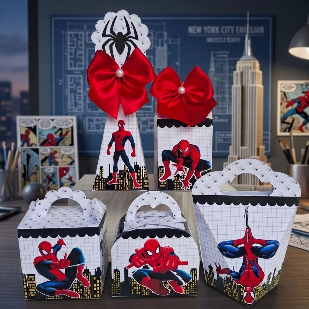 Kit Personalizados HOMEM ARANHA SUPER HERÓIS Pegue e Monte Caixinhas Lembrancinhas Festa Infantil Aniversário