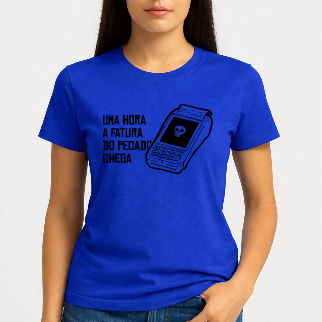 Camiseta Feminina Streetwear Fatura do Pecado Blusa Cristã Camisa Personalizada