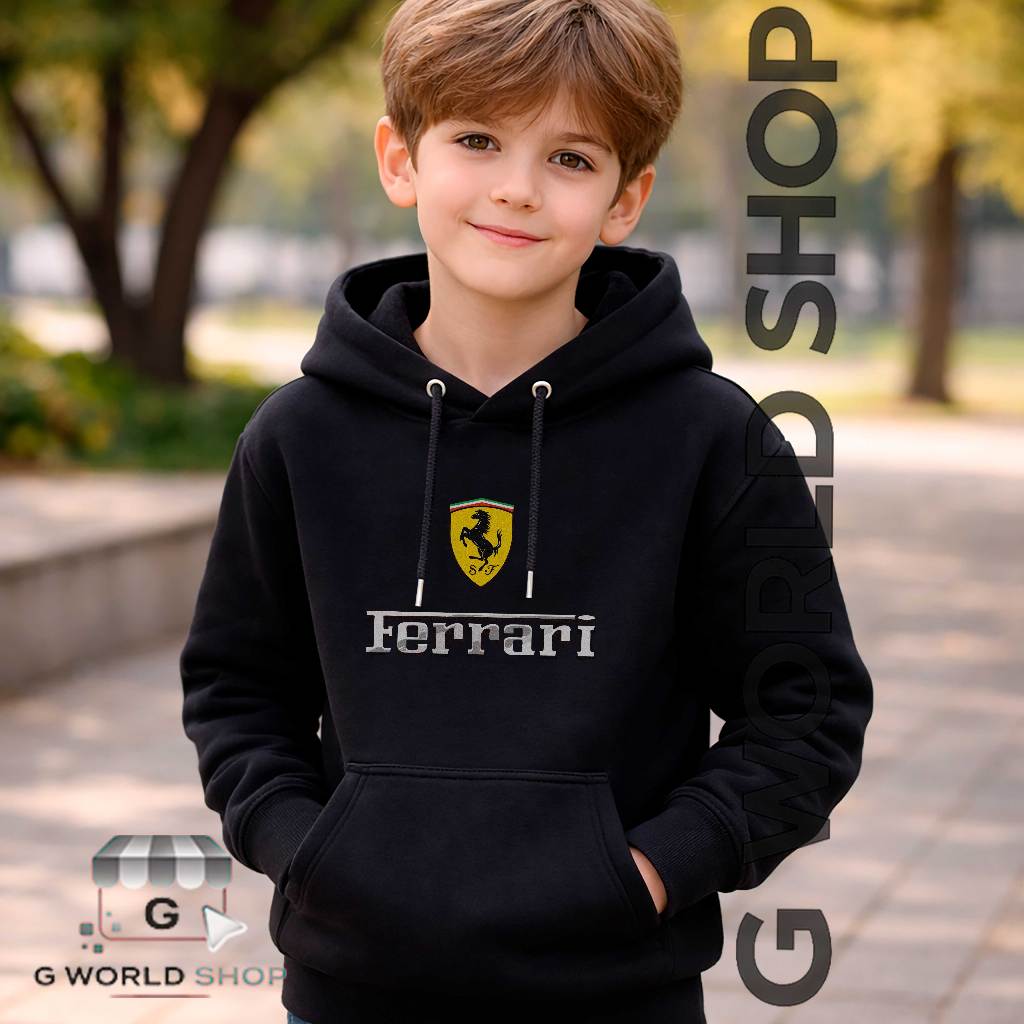 Moletom Com Capuz Estampado Carros Esportivos Ferrari Blusa de Frio Canguru Flanelado Infantil Adulto Qualidade Premium