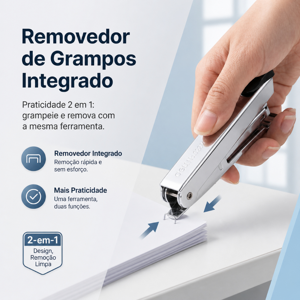 Grampeador de Mesa Deli para até 15 Folhas com Removedor Integrado · foto 2