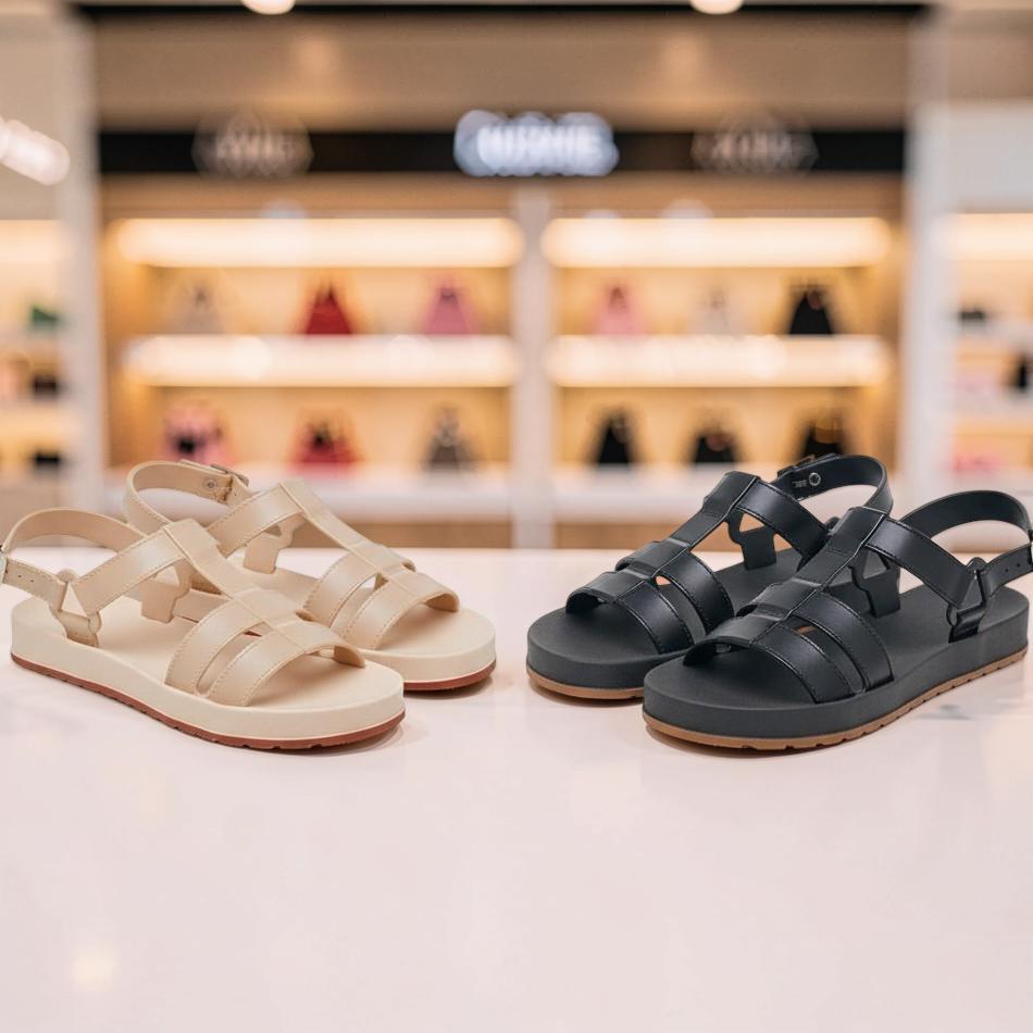 Sandália Adulta de Moda Lançamento – Versátil em Bege e Preto | Achadinhos NC