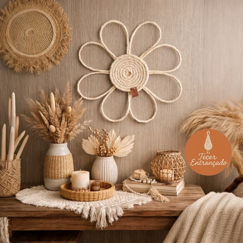 FLOR NOBRE decoração de parede rústica, decoração casa, decoração boho, enfeite sisal.
