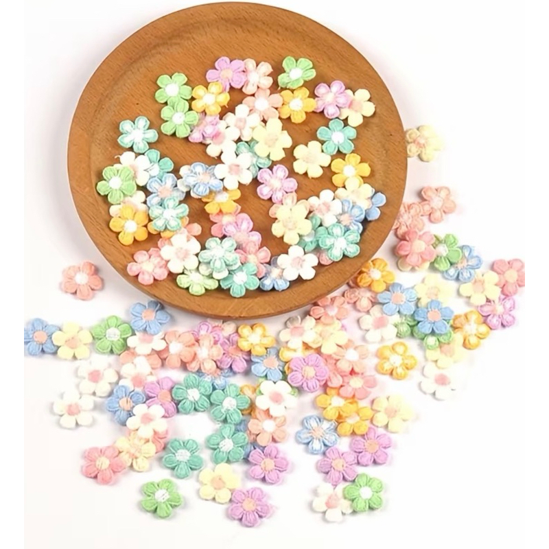 Aplique flor de tecido 1,5cm Colorida Candy com 100 unidades