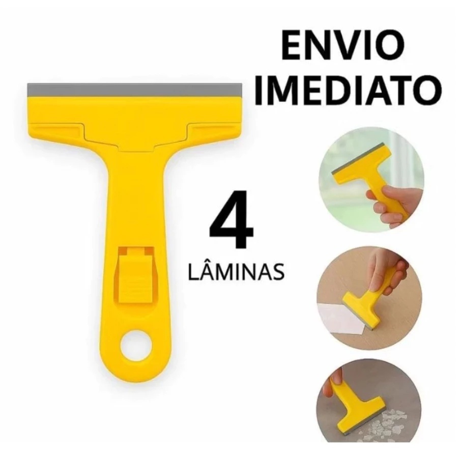 Raspador Vidro Piso Azulejo Multiuso Profissional 4 Lâminas Remove Cola Tinta Adesivo Cerâmica