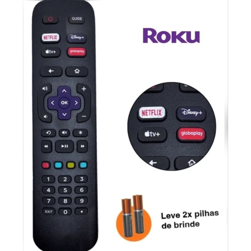 Controle Remoto Lelong LE-7356 TV ROKU Compatível Philco Britânia AOC Semp TCL Smart LED 4K