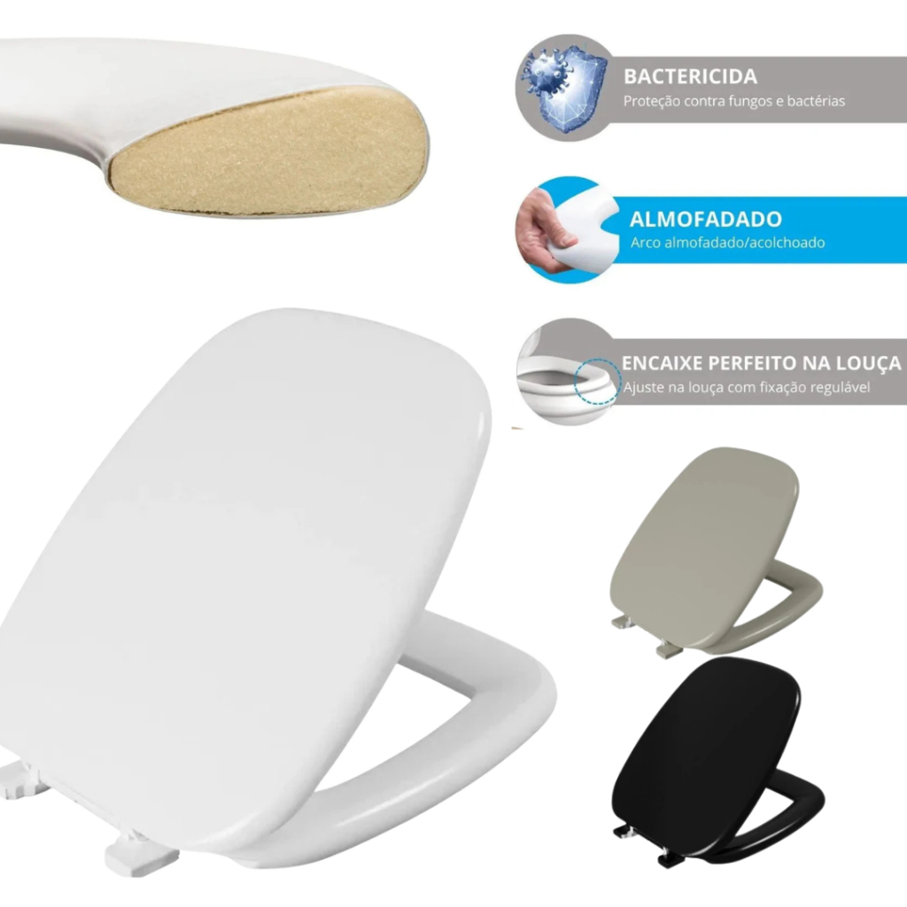Assento Sanitário Almofadado Versato Várias Cores Astra - Original