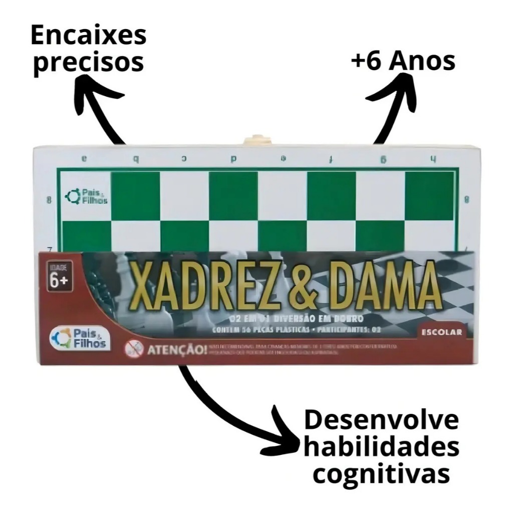 Jogo Estojo Xadrez e Dama Pais & Filhos