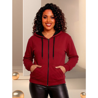 Moletom Ziper Blusa de Frio Liso Feminina Lisa Zíper  Inverno