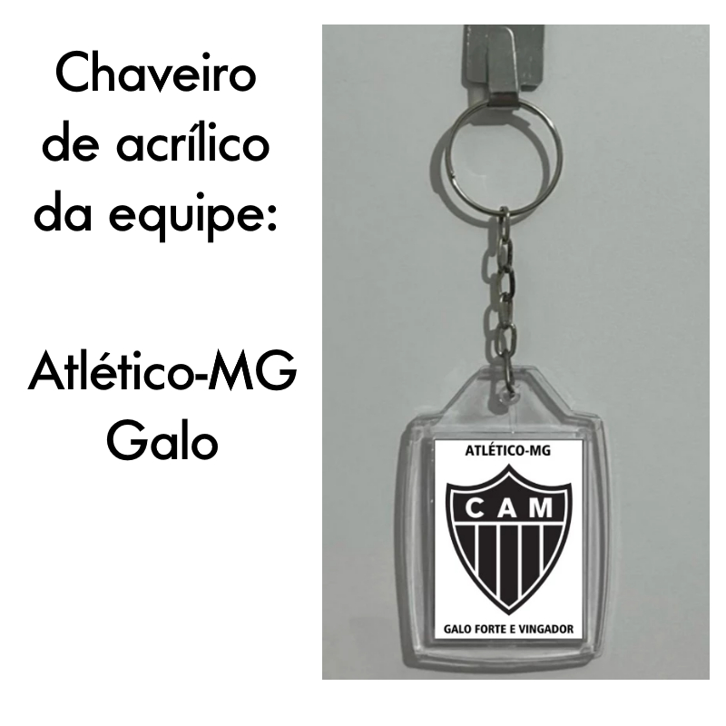 Chaveiro Acrílico Atlético-MG Galo Escudo Premium Torcida Futebol
