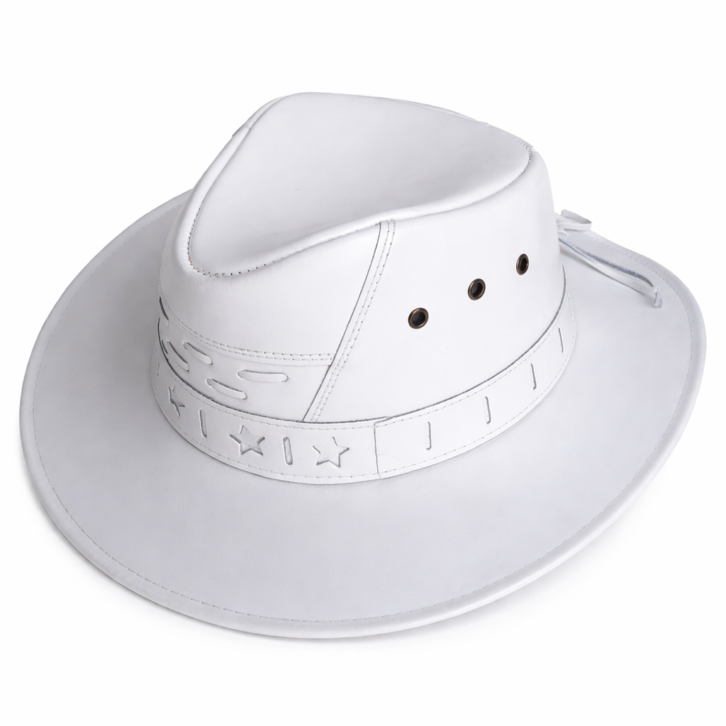 Chapéu Country Couro Legítimo Rodeio Barreto Top Branco