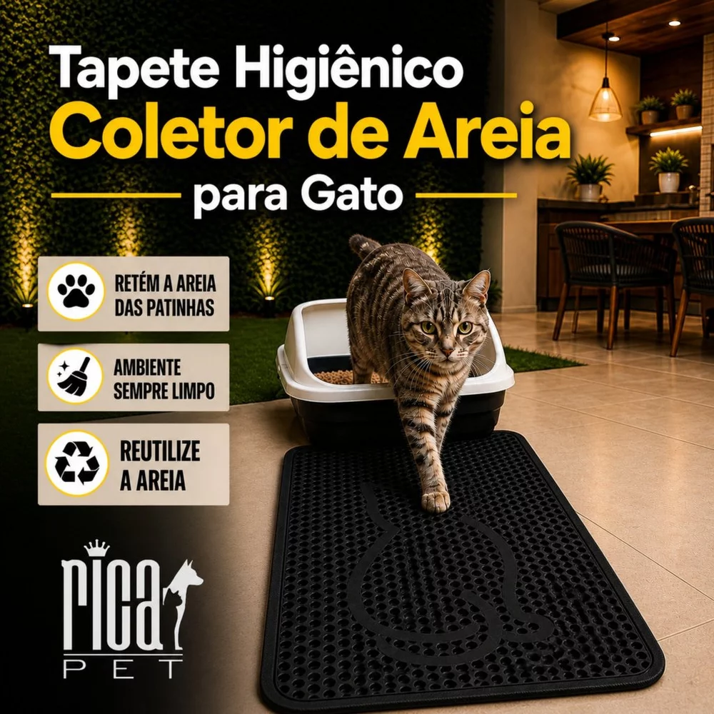 Tapete Higiênico P/gatos Anti Sujeira Coletor De Areia Ricapet