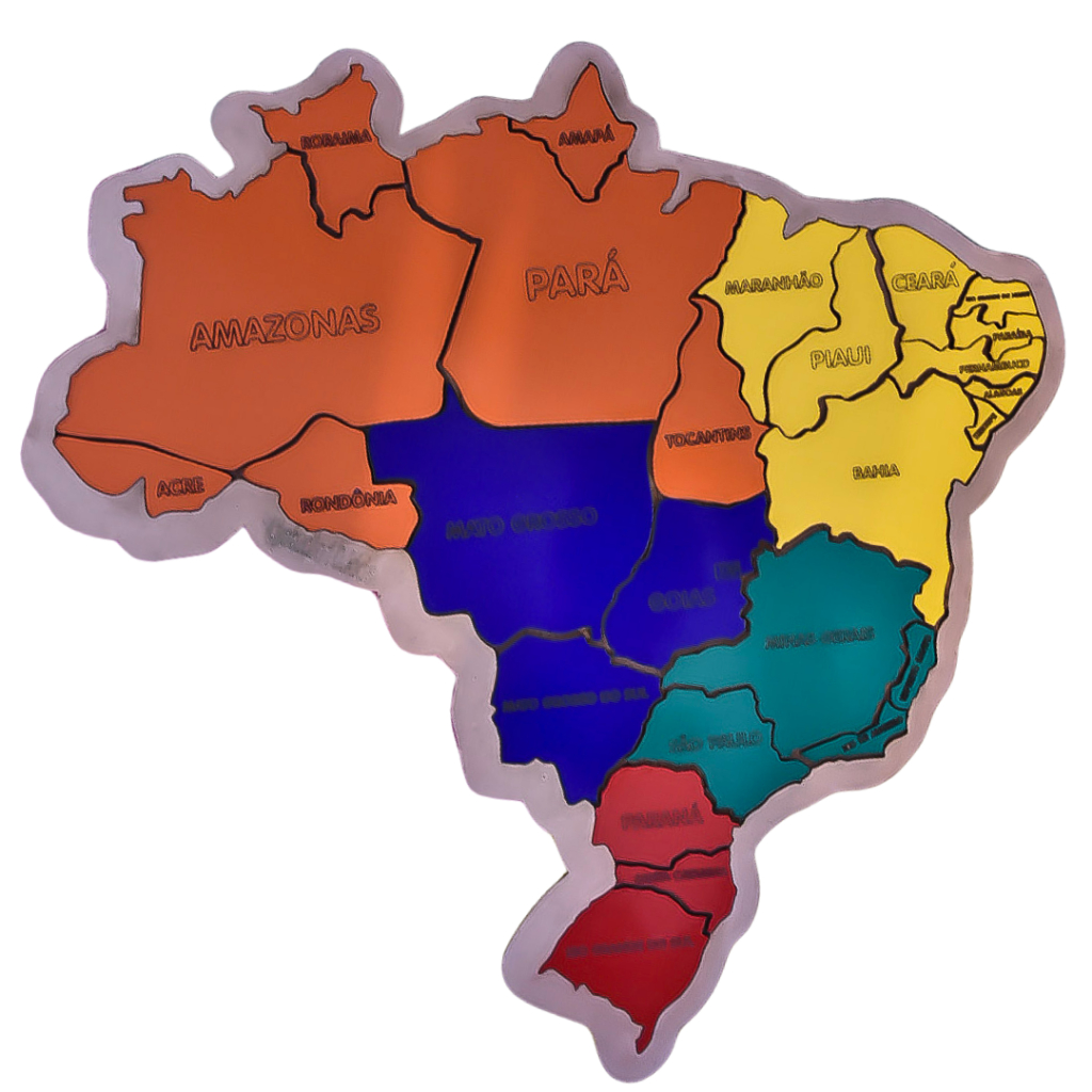 Mapa do Brasil Educativo Infantil MDF Quebra Cabeça Geografia Crianças Aprendizagem Premium