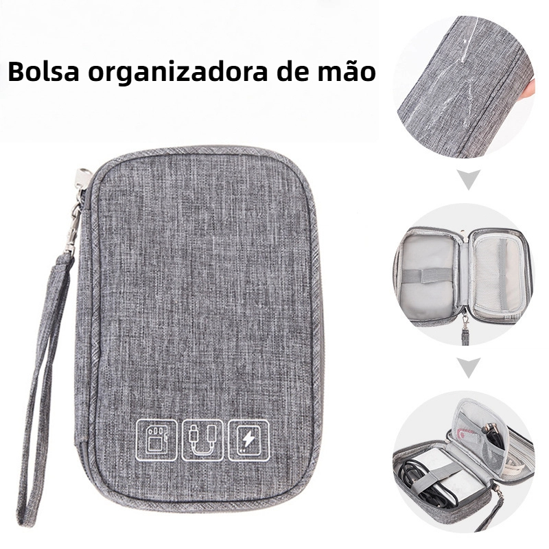 Bolsa Organizadora de Cabos e Acessórios Eletrônicos Impermeável para Viagem- Anti-Desordem
