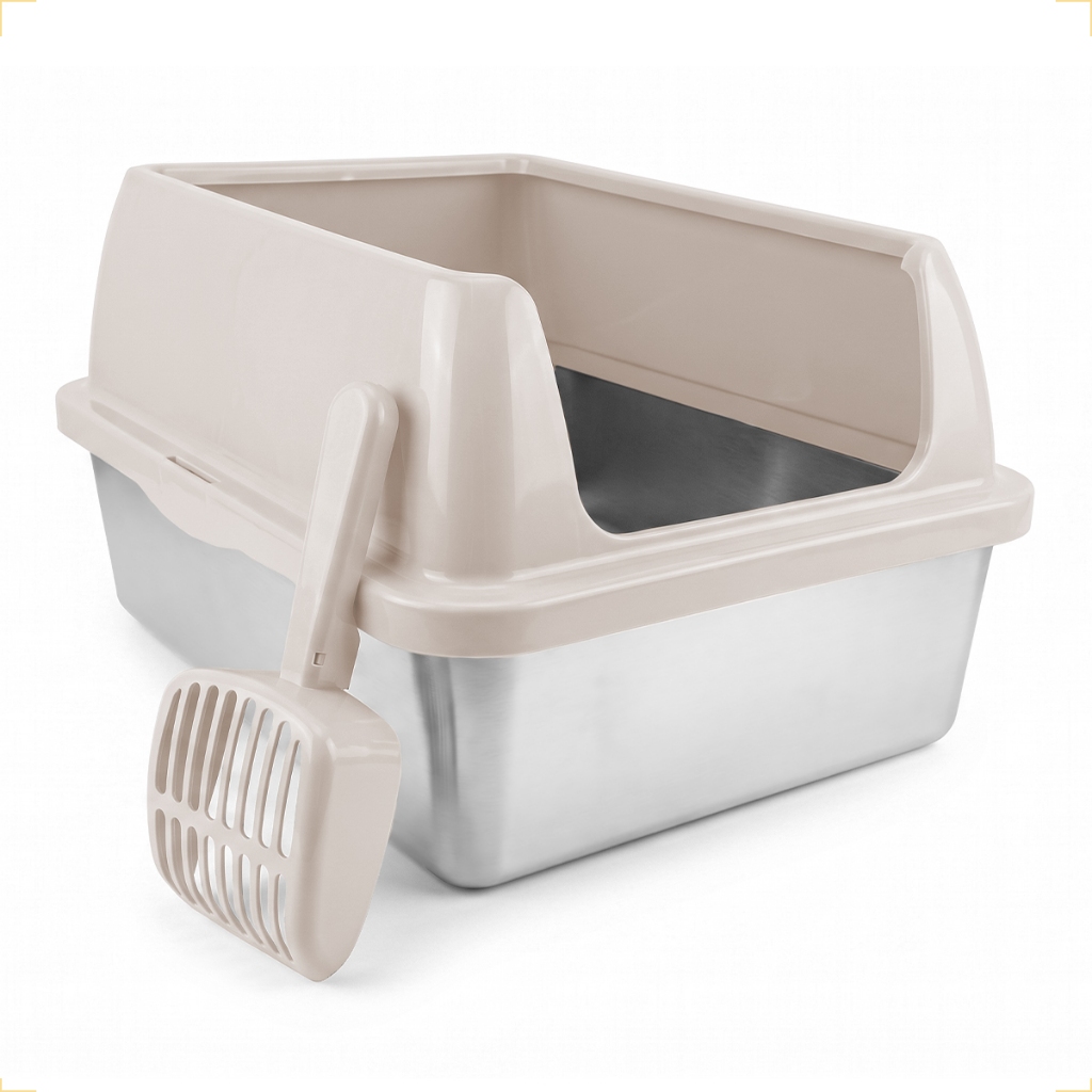 Caixa de Areia Banheiro de Gato até 15kg Inox AFP com Bandeja de Aço Inoxidável Antibacteriana