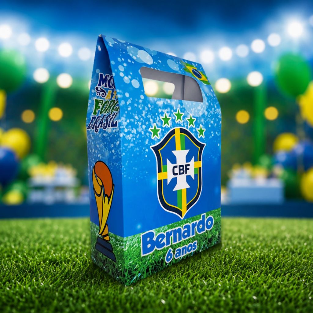 Sacolinha Futebol Brasil Personalizada – Lembrancinha Infantil Tema Seleção Brasileira!!