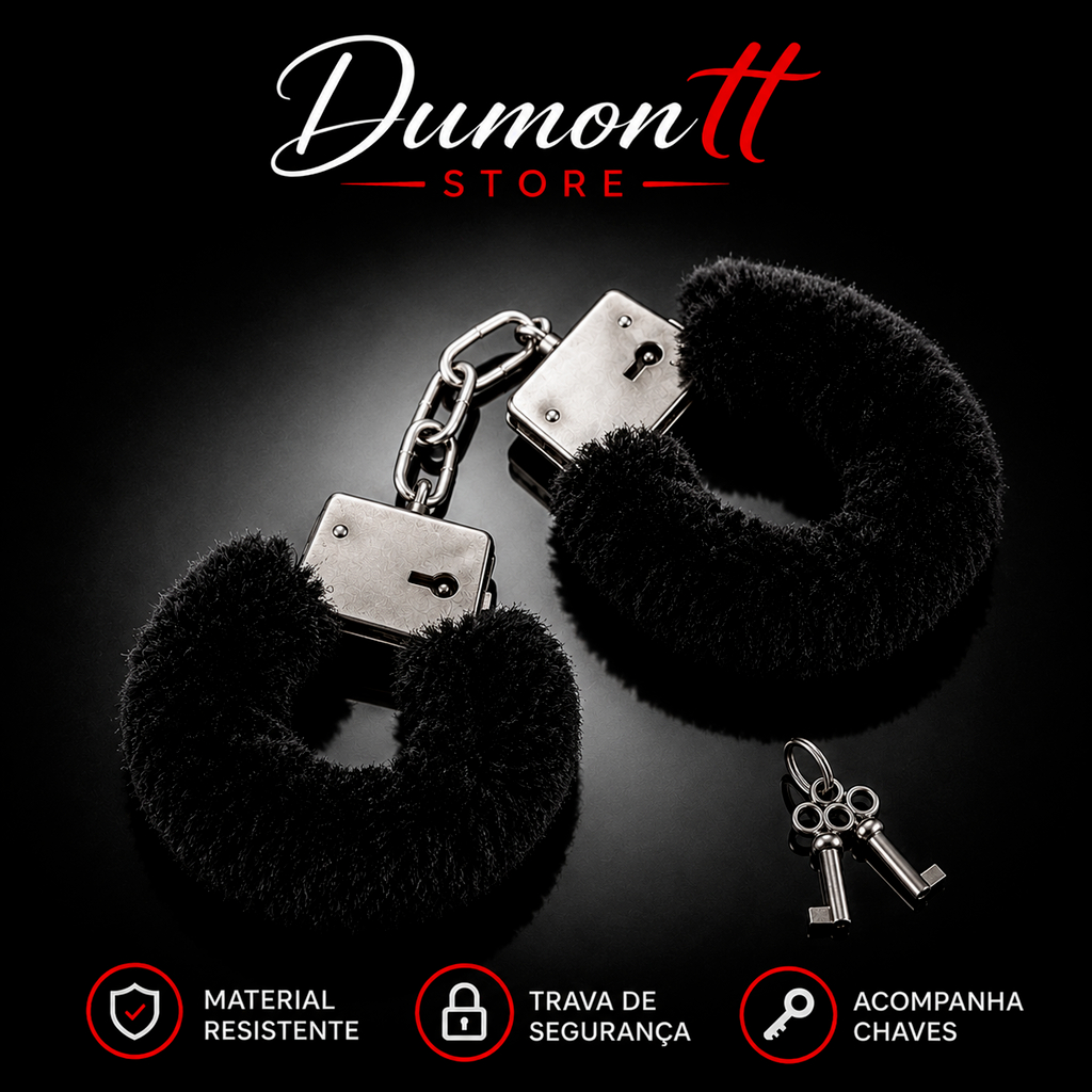 Algema de Metal em Pelúcia BDSM Fetiche Sensual Submissa - Preto Vermelho e Rosa