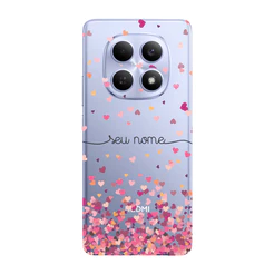 Capinha para Xiaomi RedMi Note 15 4G - 5G Anti Impacto Personalizada - Chuva de corações rosa com nome