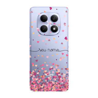 Capinha para Xiaomi RedMi Note 15 4G - 5G Anti Impacto Personalizada - Chuva de corações rosa com no