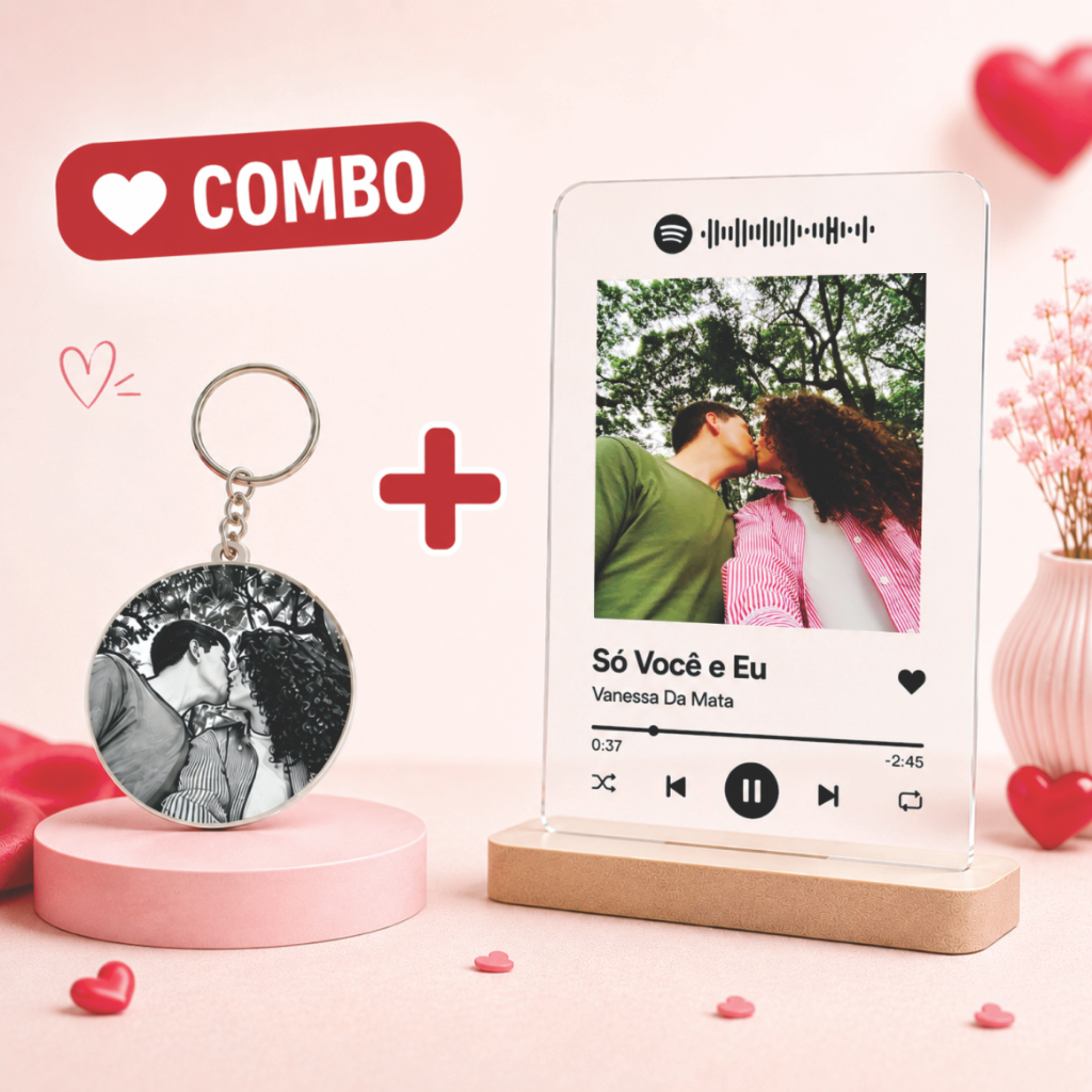 Placa Spotify Interativa e Chaveiro Personalizados Com Foto e Frase  | Presente e Lembrancinha