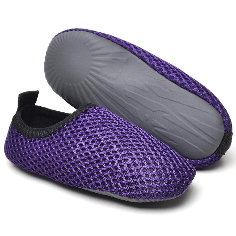 Sapatilha Antiderrapante Roxo Neoprene Sapato Aquático De Criança Infantil Calce Fácil