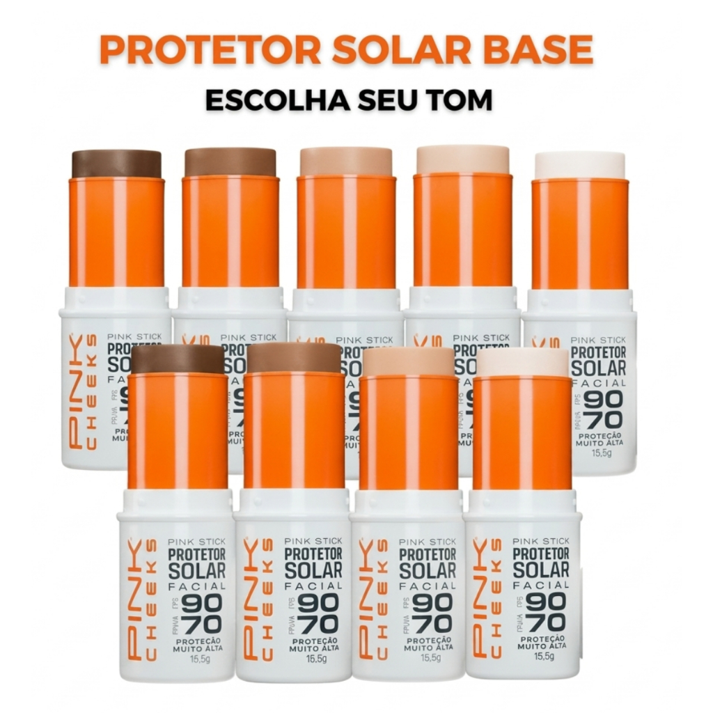 Protetor Solar E Base Pink Stick FPS 90 Pink Cheeks - Escolha Seu Tom De Pele